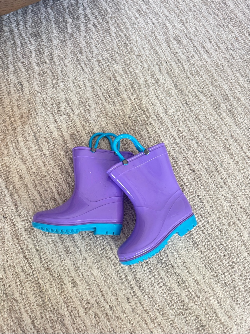 Toddler Purple Rain Boots with Blue Soles
